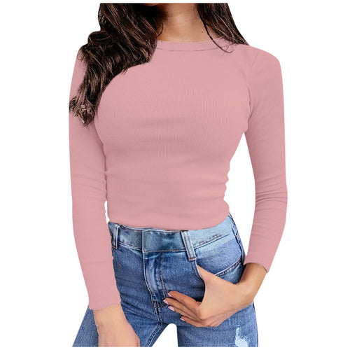 Haut à manches longues en ribbed pour femmes avec un élégant col rond Chic & Stil