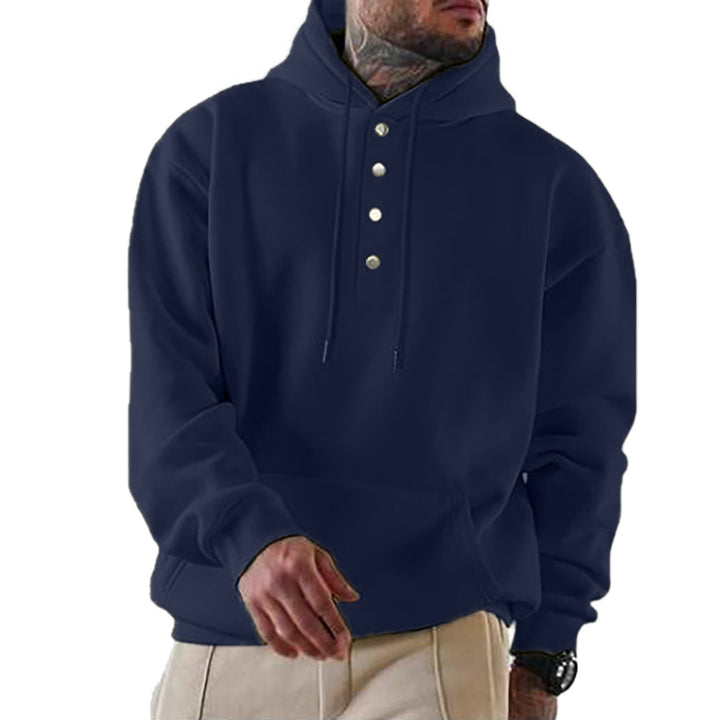 Men's Hoodie with Button Placket and Xxl Fit Chic Und Stil