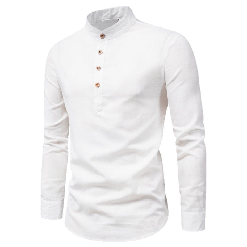 Men's long sleeve shirt with Henley neckline and decorative button placket Lune London