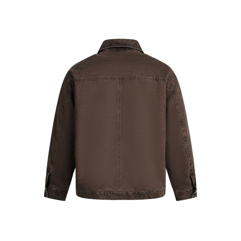 Men's Oversized Canvas Jacket with Shirt Collar, Raglan Seams and Full-length Zipper Amarae