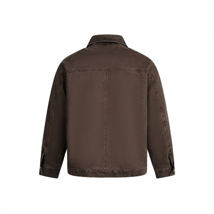 Men's Oversized Canvas Jacket with Shirt Collar, Raglan Seams and Full-length Zipper Amarae
