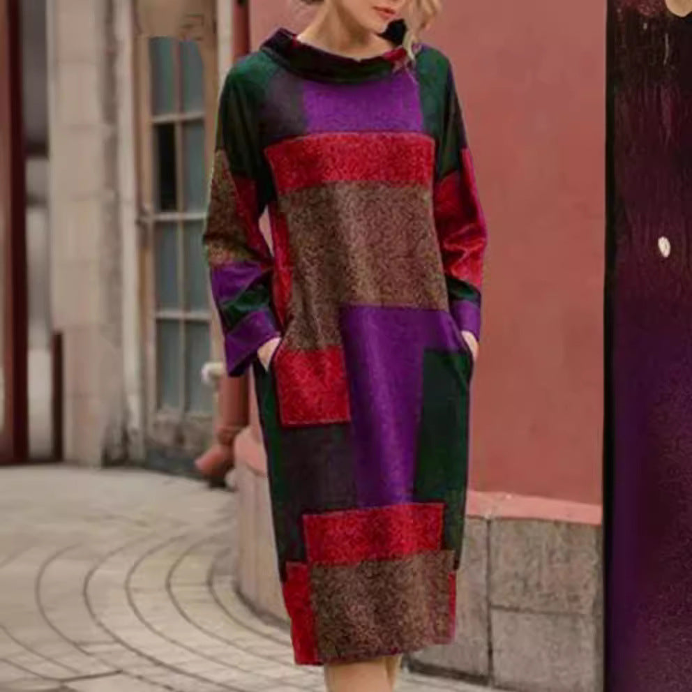 Lune London oversized dress for women with geometric patchwork design