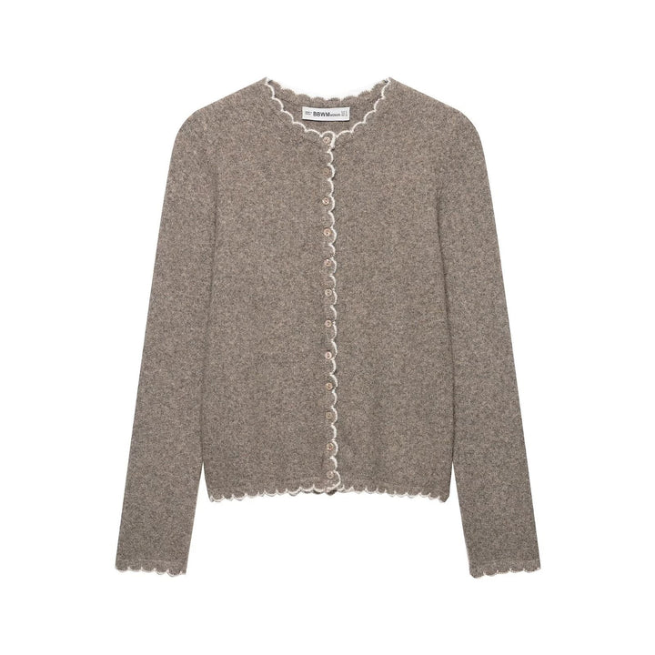 Ladies fine knit cardigan with shell edge and mother-of-pearl buttons Amarae