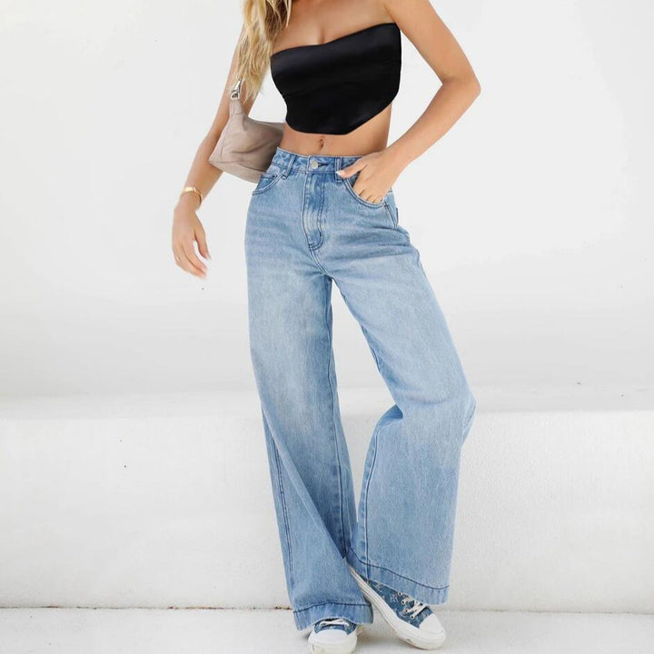 Women High-waisted wide Denim jeans in Palazzo cut Amarae