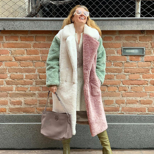 Long coat for women in soft teddy fur Amarae