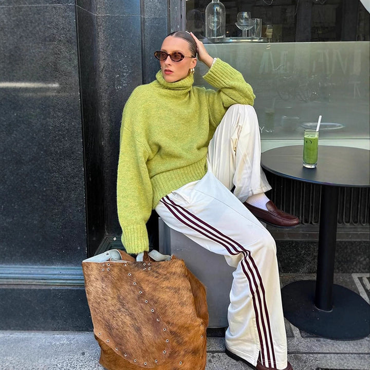 Women's Oversized Turtleneck Sweater made of Mohair Mix with Dropped Shoulder Amarae