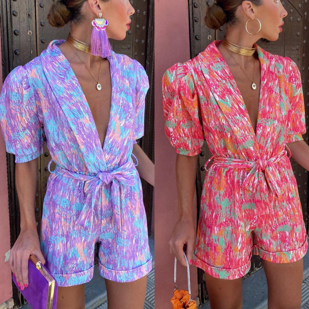 Women's Chic Relaxed Bright Print Jumpsuit