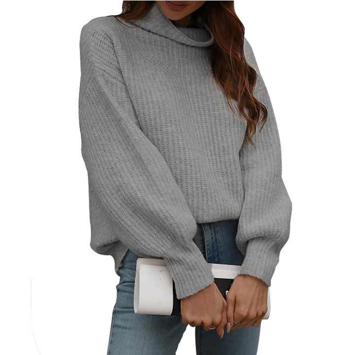 Oversized knitted pullover for women with a casual high neck design Lune London