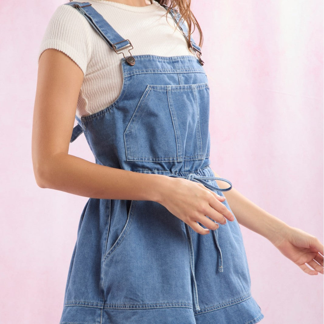 Ladies' denim overall with adjustable straps and waistband Lune London