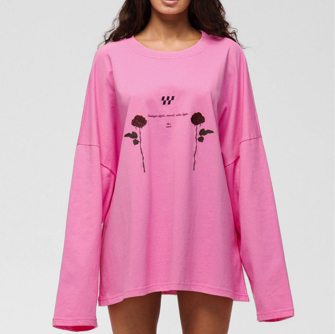 Women's oversized long sleeve T-shirt with floral graphic details Lune London