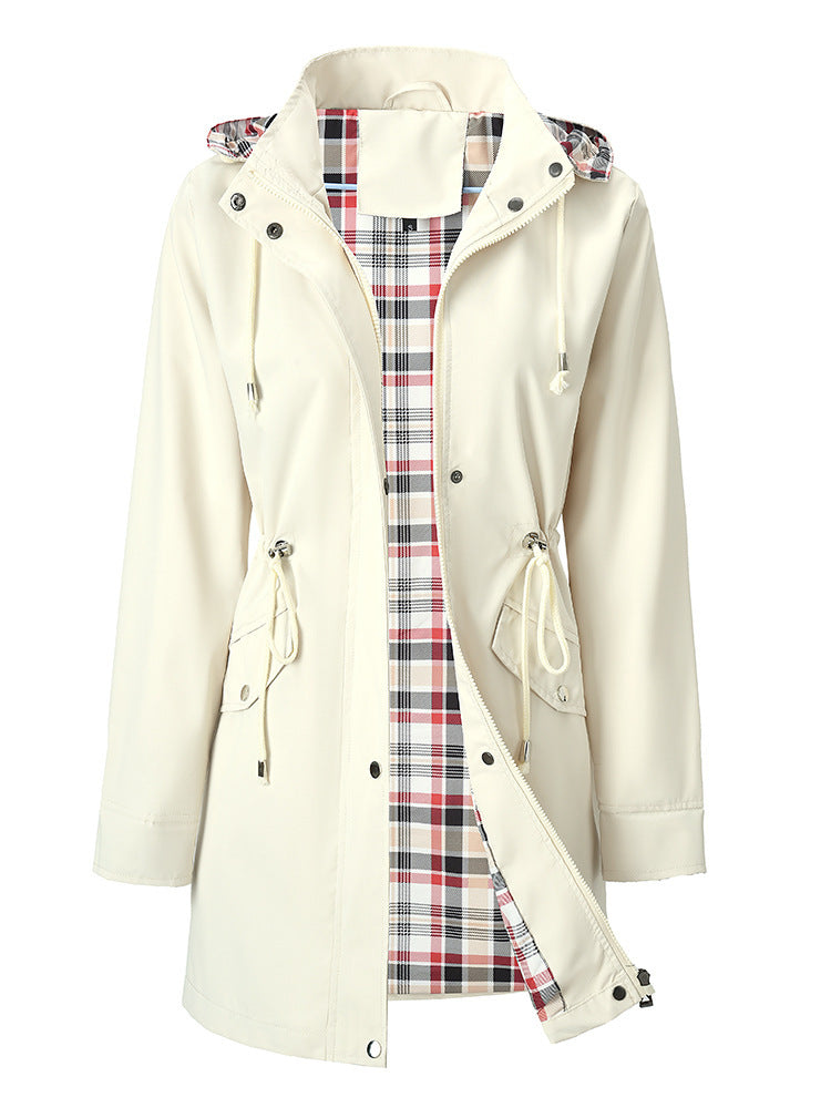Veste de transition pour femmes avec taille ajustable et motif à carreaux invitant Chic & Stil