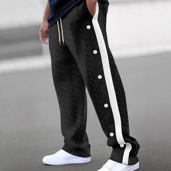 Men's athletic leisure pants with snap buttons and structured design Lune London
