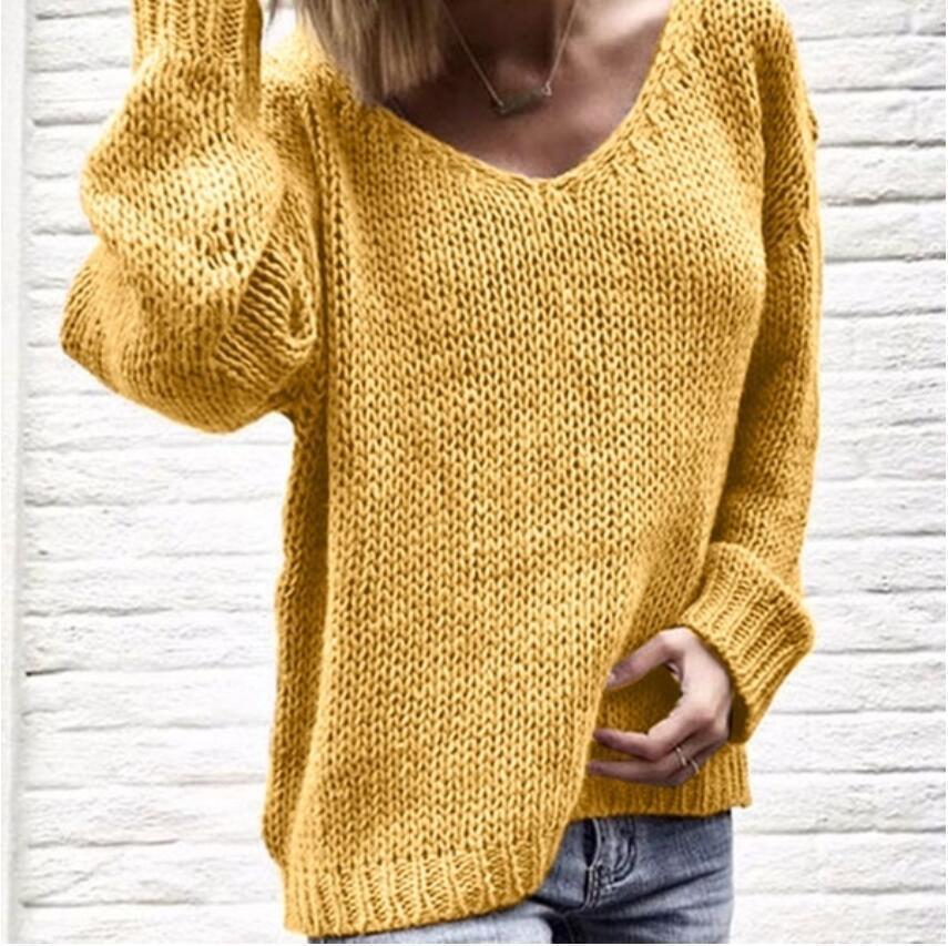 V-neck oversized sweater for women with a loose fit and textured fabric Lune London