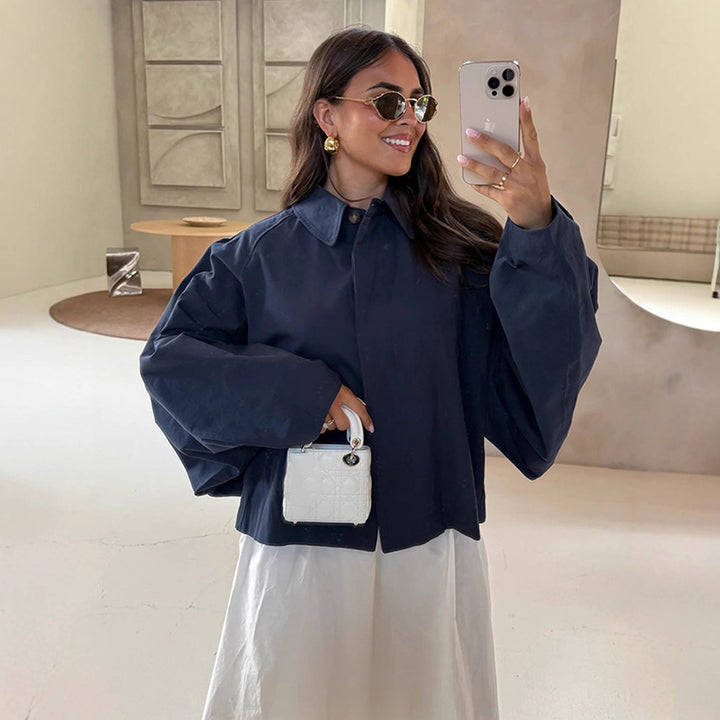 Women Boxy Cropped Short Jacket with Voluminous Balloon Sleeves Amarae