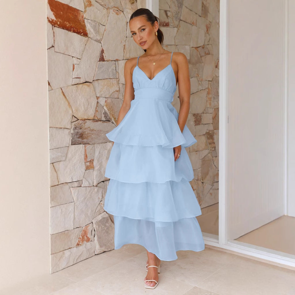 Ladies airy maxi dress with layers and spaghetti straps Lune London