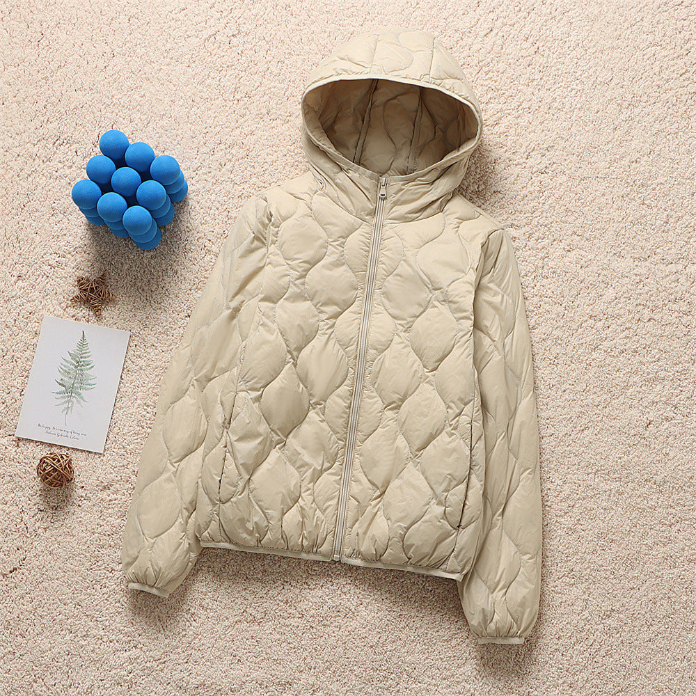 Women's hooded quilted jacket with teardrop-shaped quilting and ultra-light thermal filling Amarae