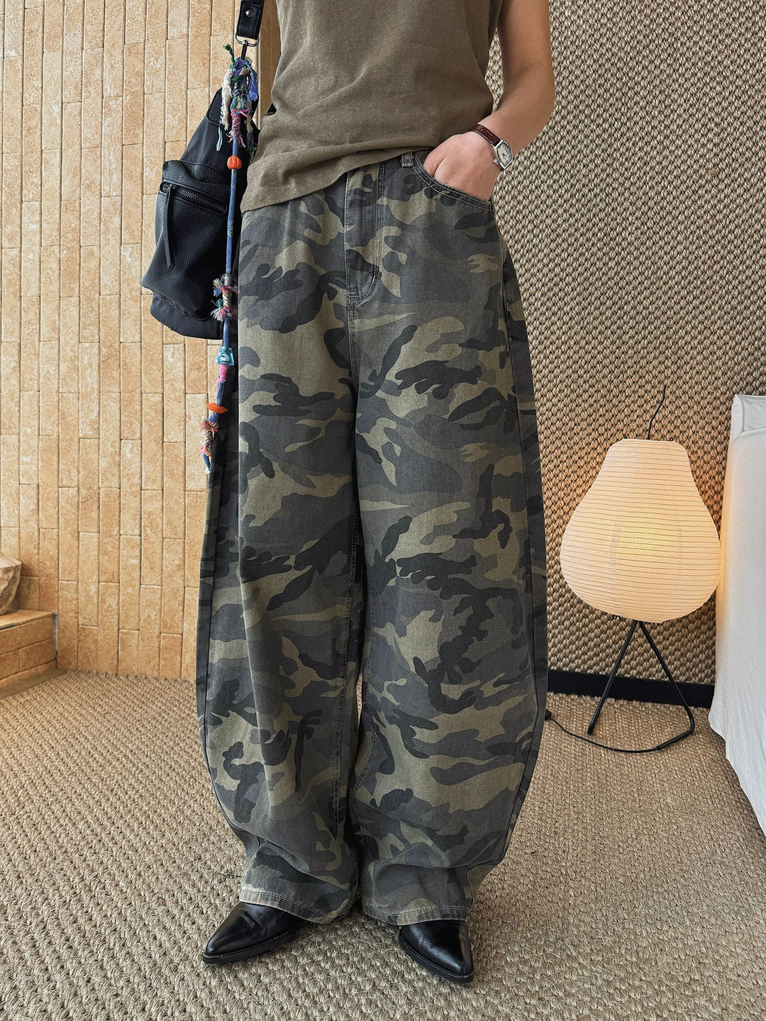 Women Wide Cargo Pants in Camouflage Baggy Style Amarae