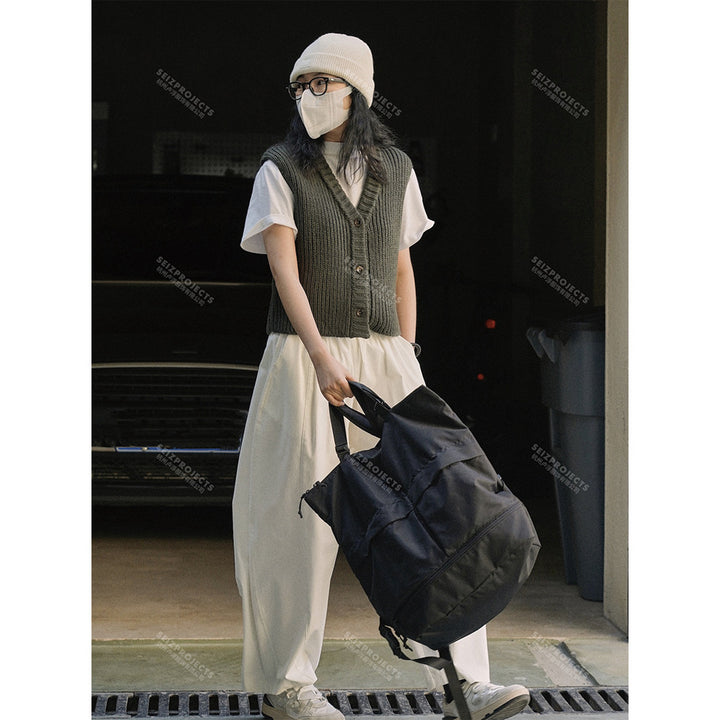 Women's Ribbed Knit Vest with V-Neck and Button Closure Amarae