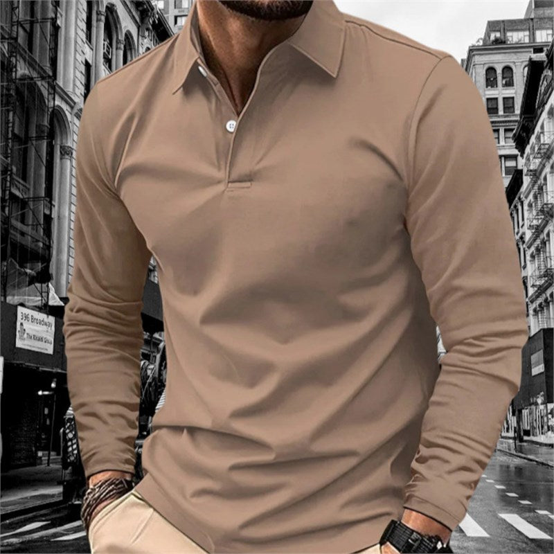 Men's Long Sleeve Polo with Modern Collar and High Quality Cotton Lune London