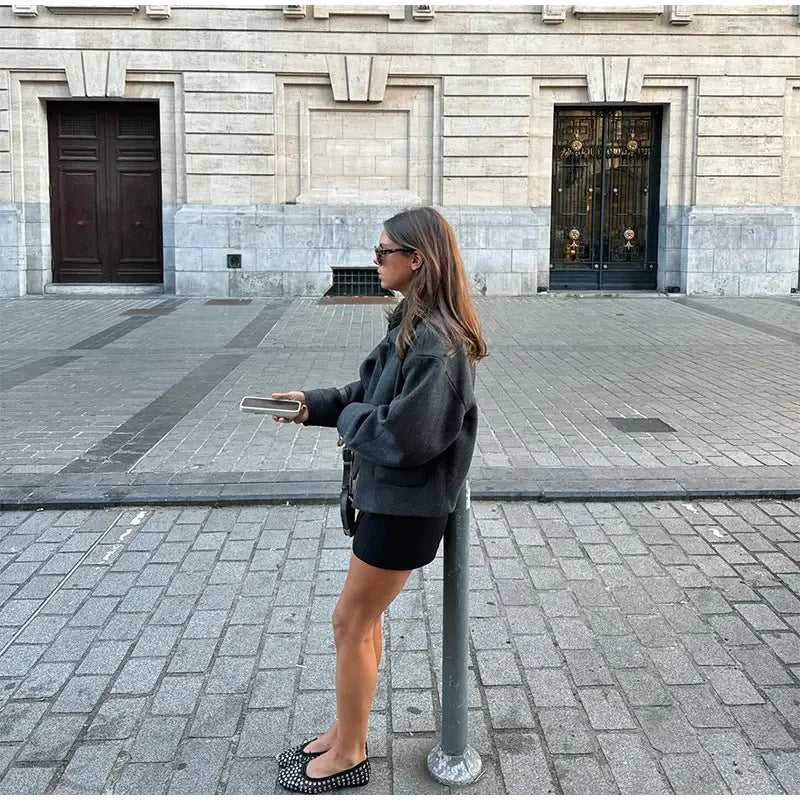 Women Oversized Urban Wool Jacket with Practical Pockets Lune London