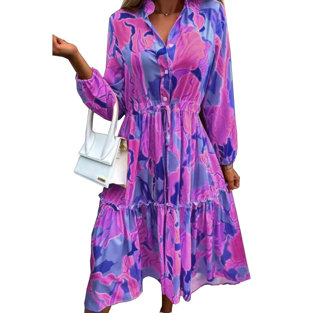 Long sleeve t-shirt dress for women with a relaxed silhouette and drawstring at the waist Lune London