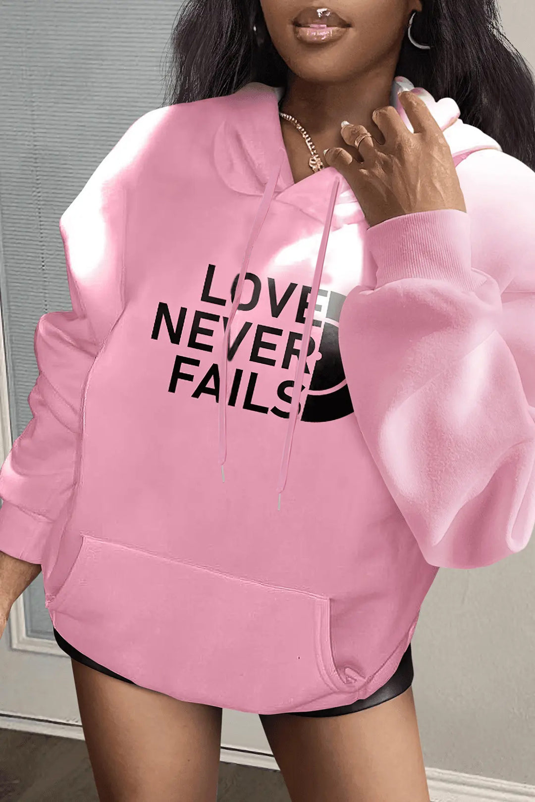 Lady Hoodie with motivational print and practical kangaroo pocket design Lune London