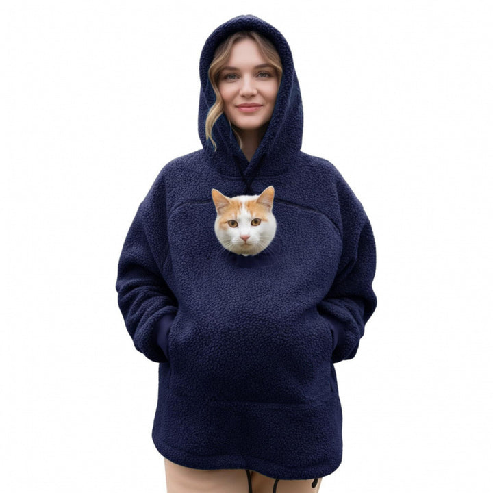Women’s hoodie with integrated cat cave and extra soft fleece Amarae