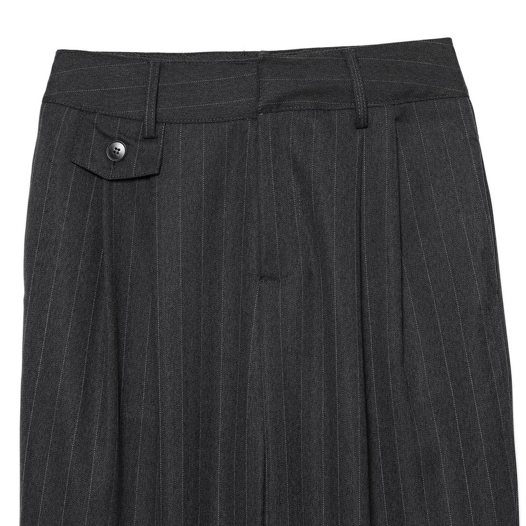 Women's high-waisted pleated trousers with stripes and decorative flap Amarae