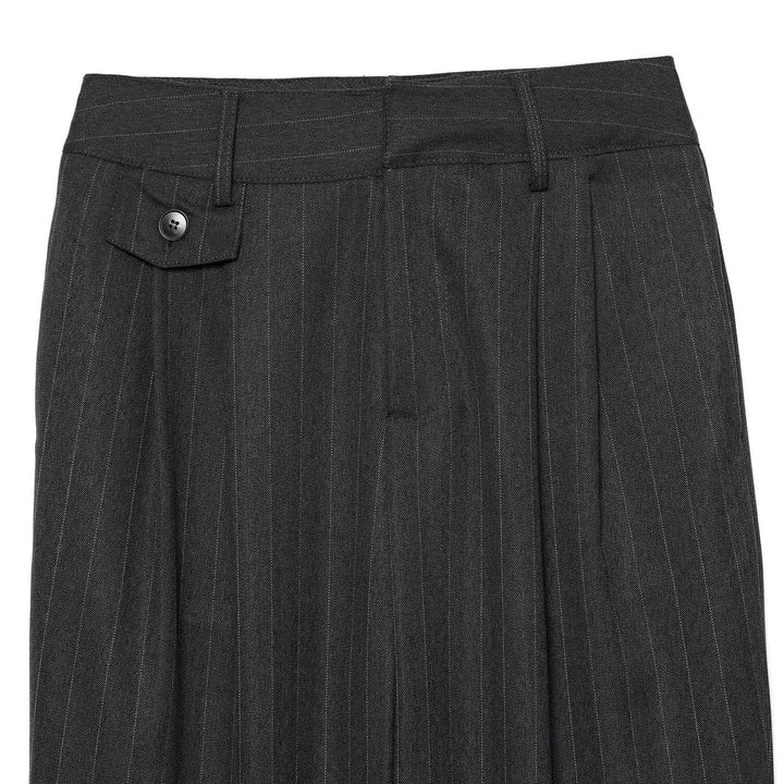 Women's high-waisted pleated trousers with stripes and decorative flap Amarae