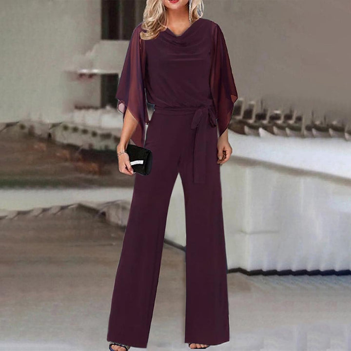 Ladies elegant wide neckline jumpsuit with draped sleeves Lune London