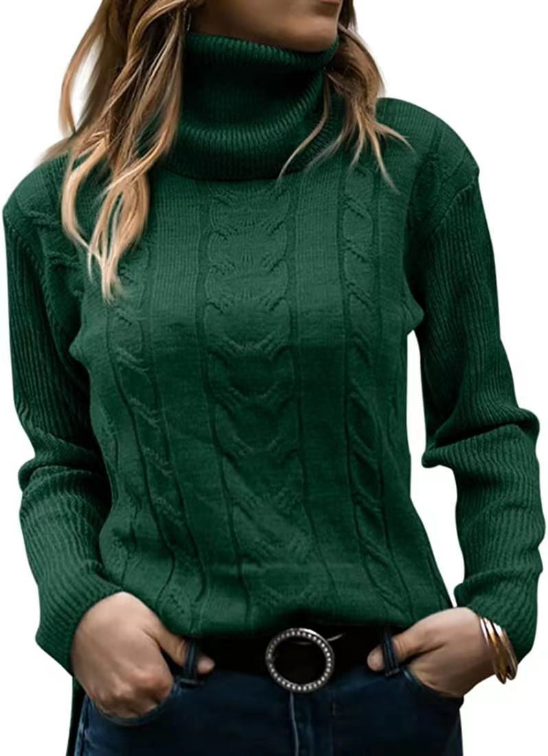 Lune London | Women's Sweater with Stand-Up Collar and Cable Pattern