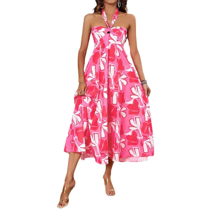 Women's maxi bustier dress with floral accents and elastic top Lune London