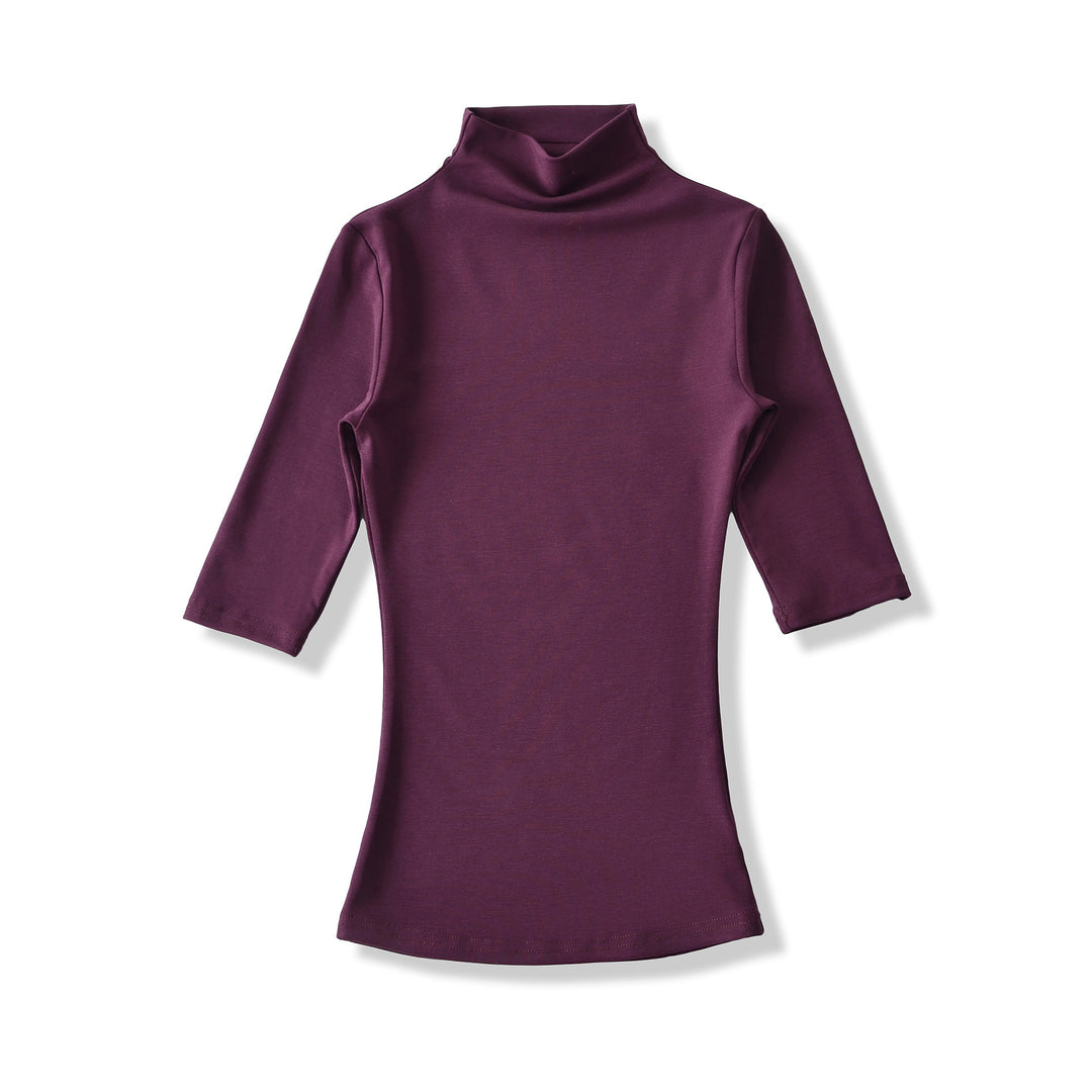 Women's Fitted Stand Collar Shirt with Half-Length Sleeves Amarae