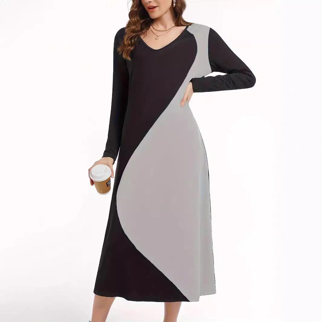 Maxi dress with long sleeves for women with a modern geometric design Lune London