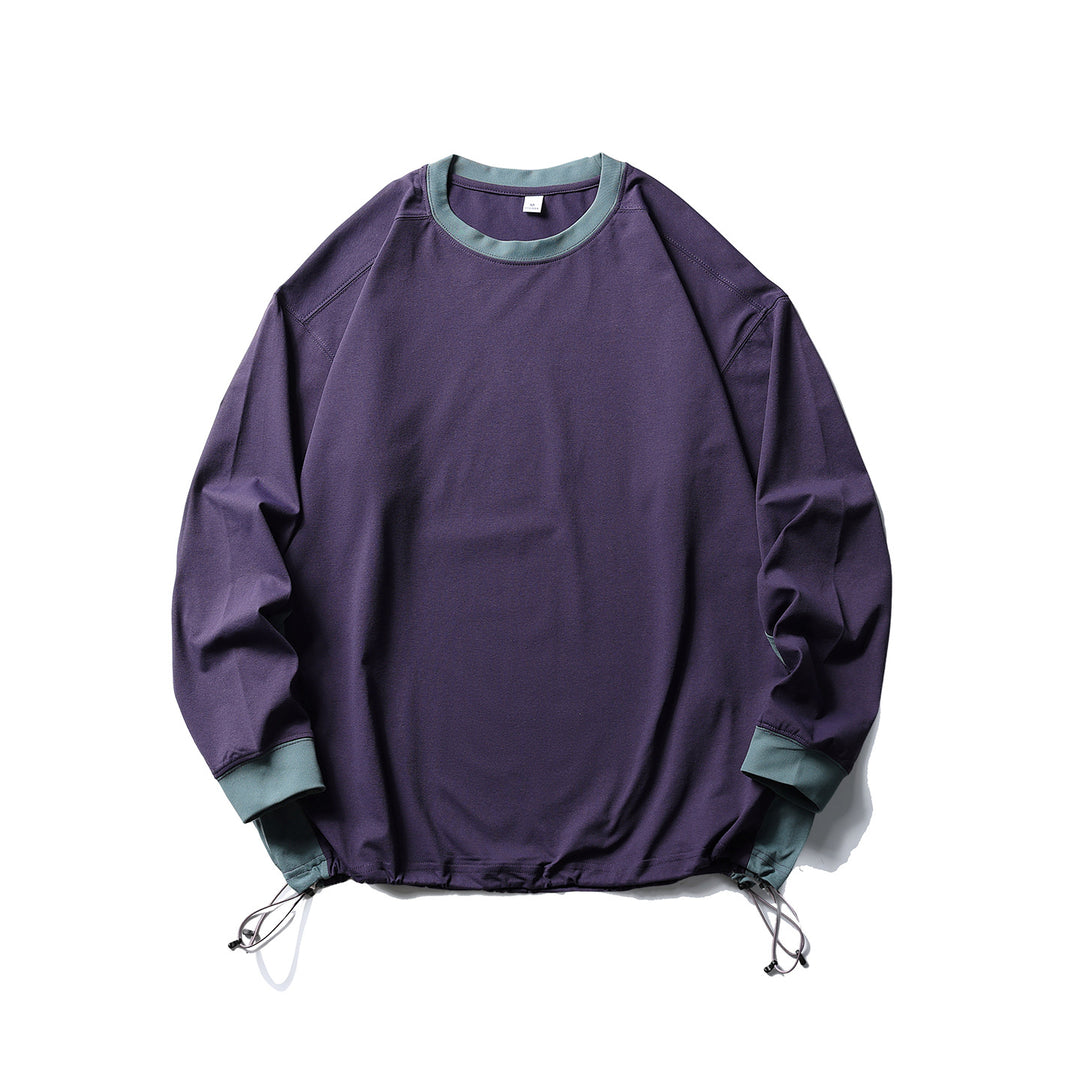 Unisex Oversize Fleece Pullover with Drawstring Hem and Contrast Collar Amarae