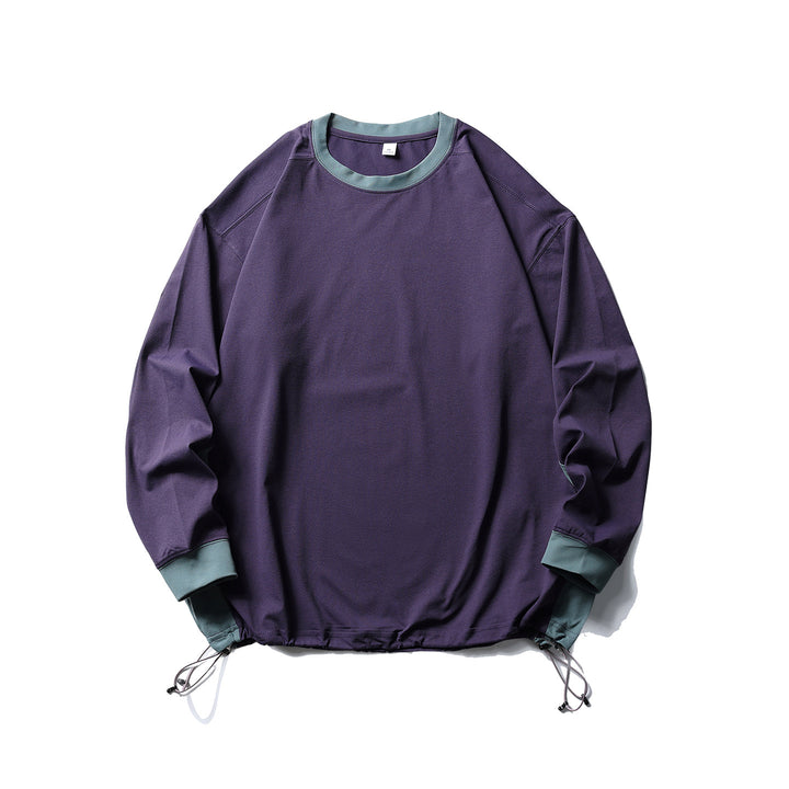 Unisex Oversize Fleece Pullover with Drawstring Hem and Contrast Collar Amarae