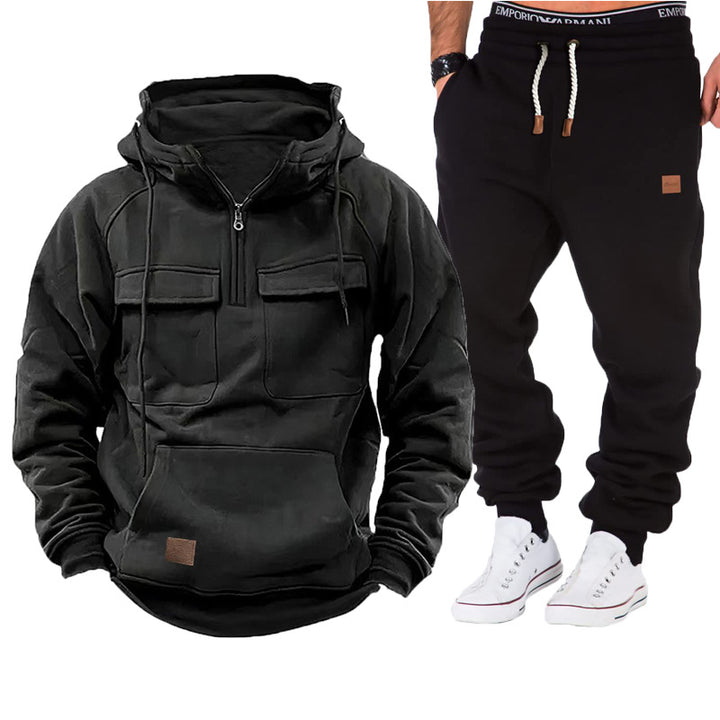 Functional hooded jacket for men with full zip and practical pockets Lune London