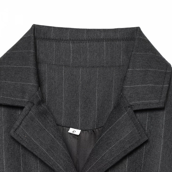 Women's high-waisted pleated trousers with stripes and decorative flap Amarae