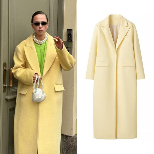 Ladies Elegant Blazer-Coat Oversized with Deep Lapels and Practical Pockets Amarae