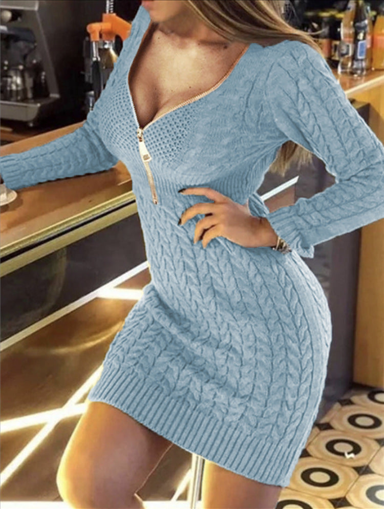 Robe tricotée pour femmes avec fermeture éclair et motif en relief Chic & Stil