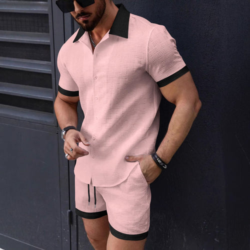 Short-sleeved structured shirt for men with buttons and chic leisure shorts set Amarae