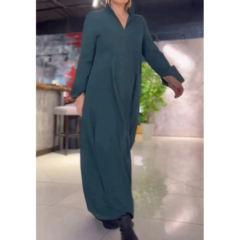 Casual maxi dress for women with a modern shirt design and practical side pockets Lune London