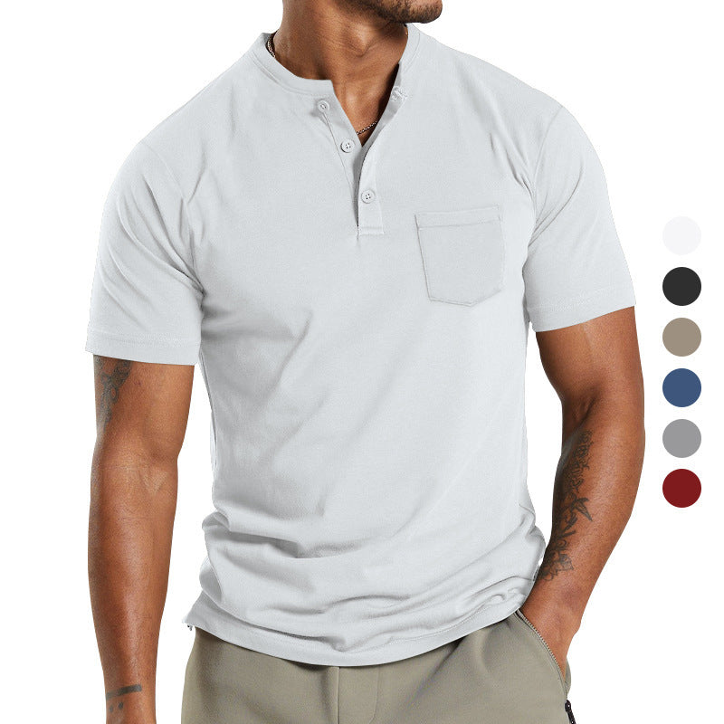 Men's Short Sleeve Henley T-Shirt with Practical Button Detail Lune London