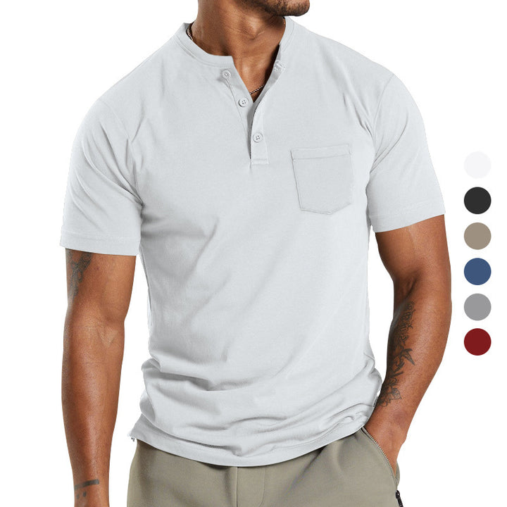 Men's Short Sleeve Henley T-Shirt with Practical Button Detail Lune London