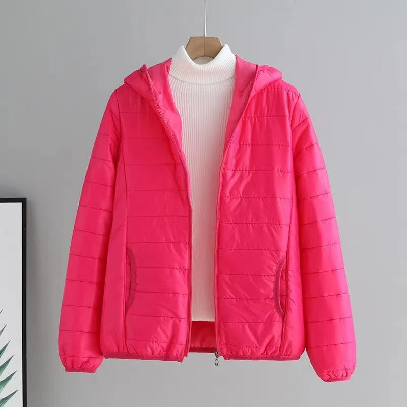 Ladies quilted transitional jacket with practical pockets and hood Amarae