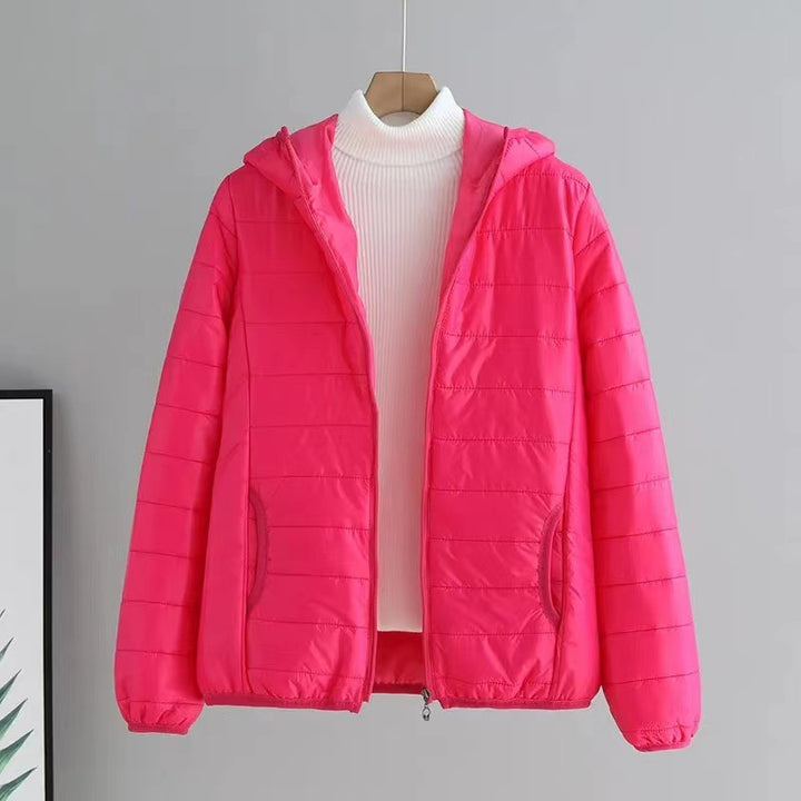 Ladies quilted transitional jacket with practical pockets and hood Amarae