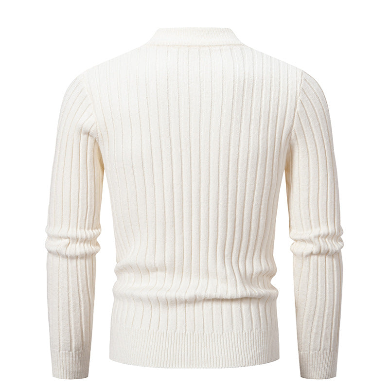 Knitted sweater for men with raised magnetic pattern and high collar Lune London