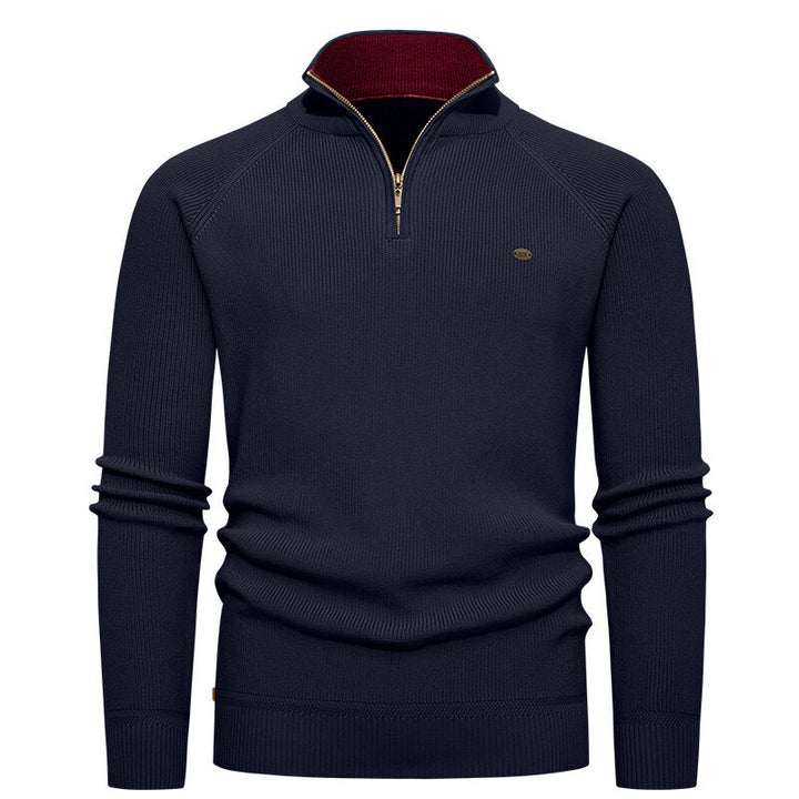 Knitted pullover for men with a high collar and zipper Lune London
