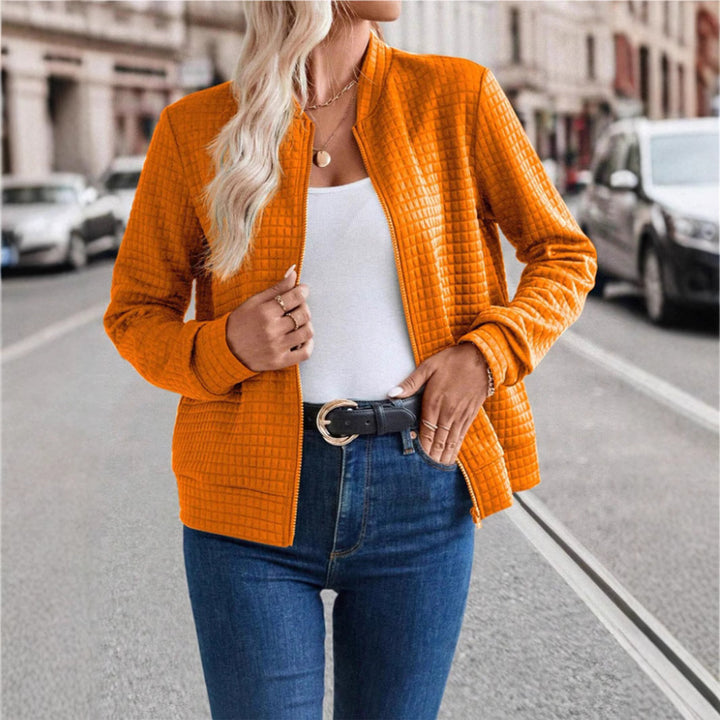 Ladies lightweight quilted jacket with high collar and full zipper Amarae