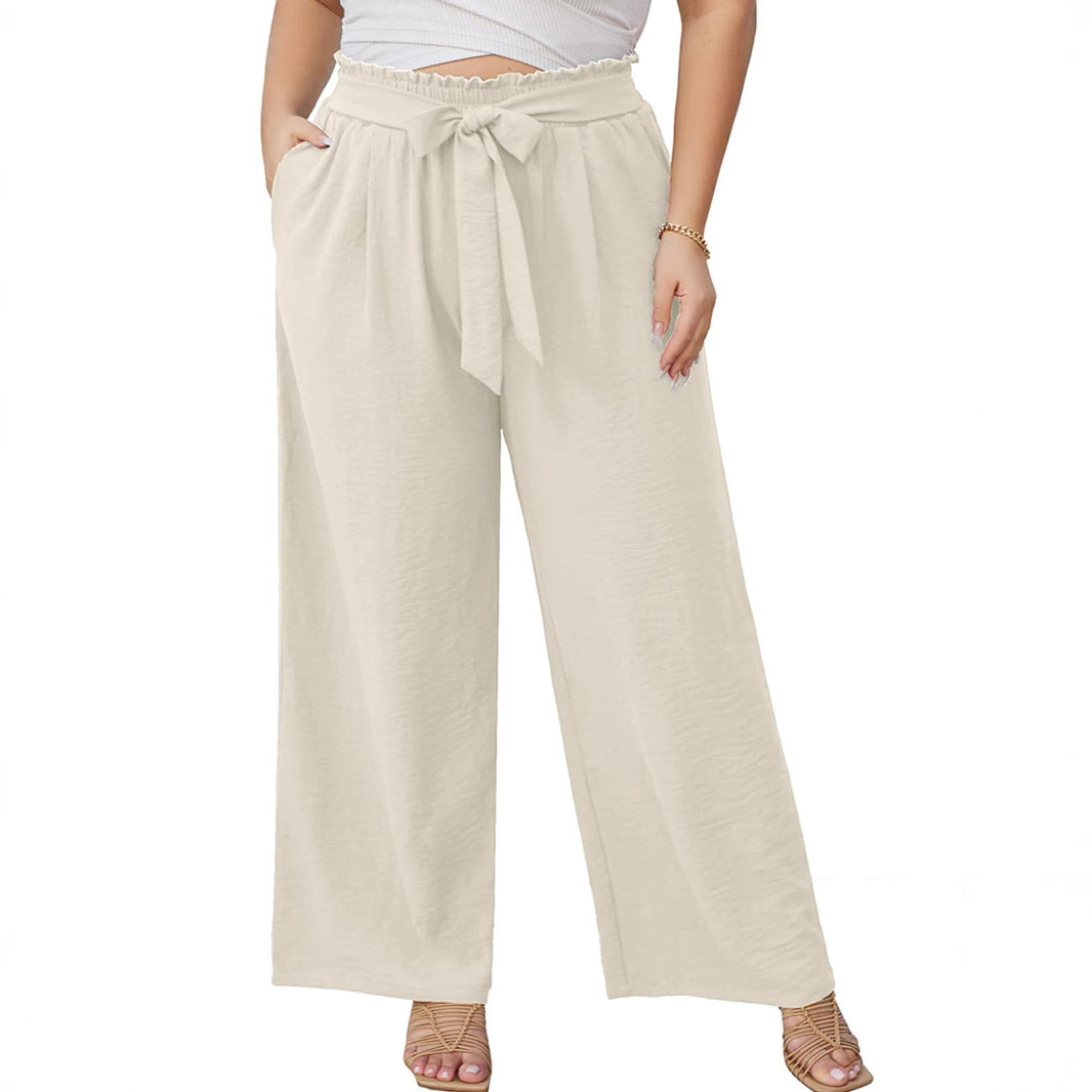 Women's Wide Culottes in Linen Look with Paperbag Waist, Tied Belt and Side Pockets Amarae
